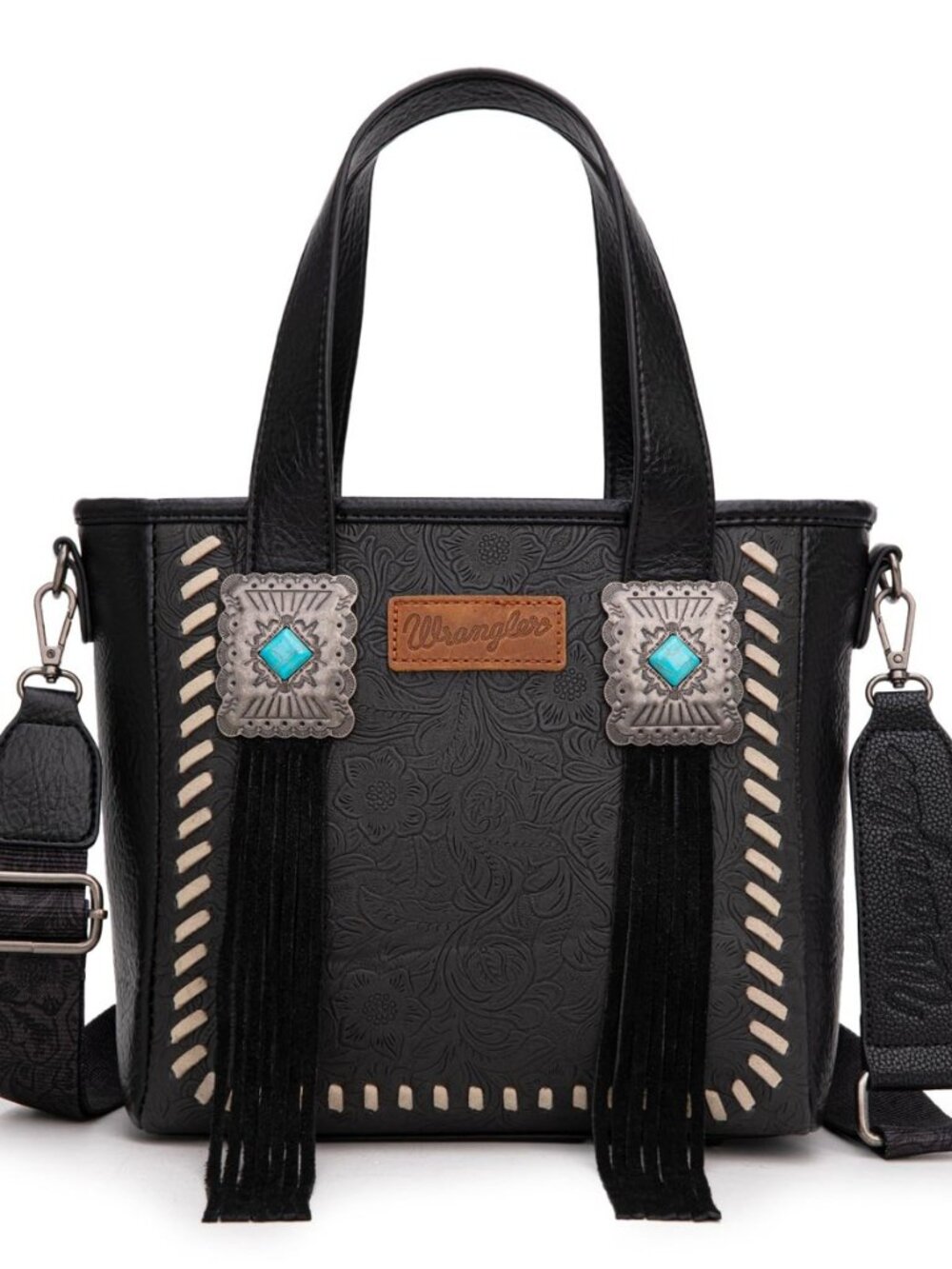 Wrangler Cowhide Tote Bag for Women Western Tooling Handbag Leather Fringing
